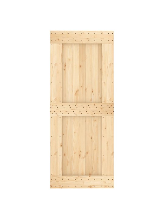 Posuvné dveře s kováním 85 x 210 cm masivní borové dřevo