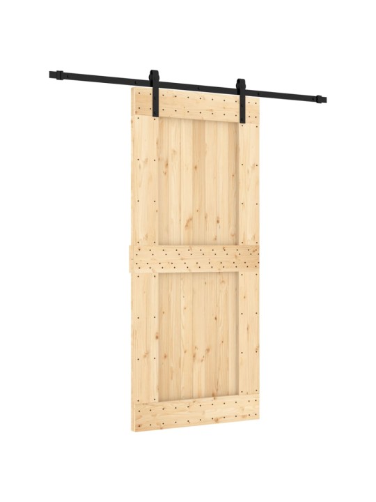 Posuvné dveře s kováním 90 x 210 cm masivní borové dřevo