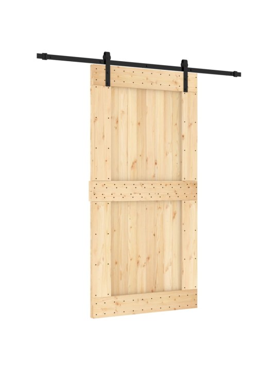 Posuvné dveře s kováním 100 x 210 cm masivní borové dřevo