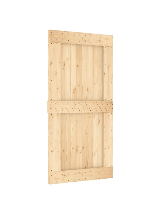 Posuvné dveře s kováním 100 x 210 cm masivní borové dřevo