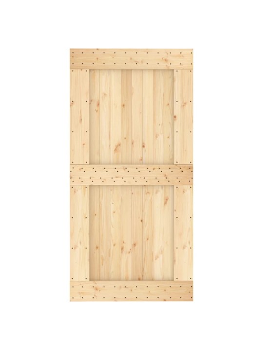 Posuvné dveře s kováním 100 x 210 cm masivní borové dřevo