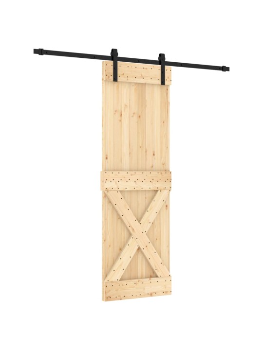 Posuvné dveře s kováním 70 x 210 cm masivní borové dřevo