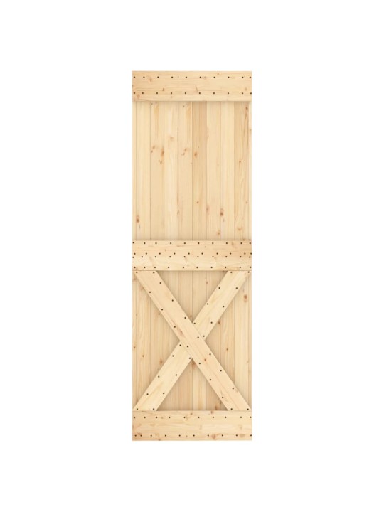 Posuvné dveře s kováním 70 x 210 cm masivní borové dřevo