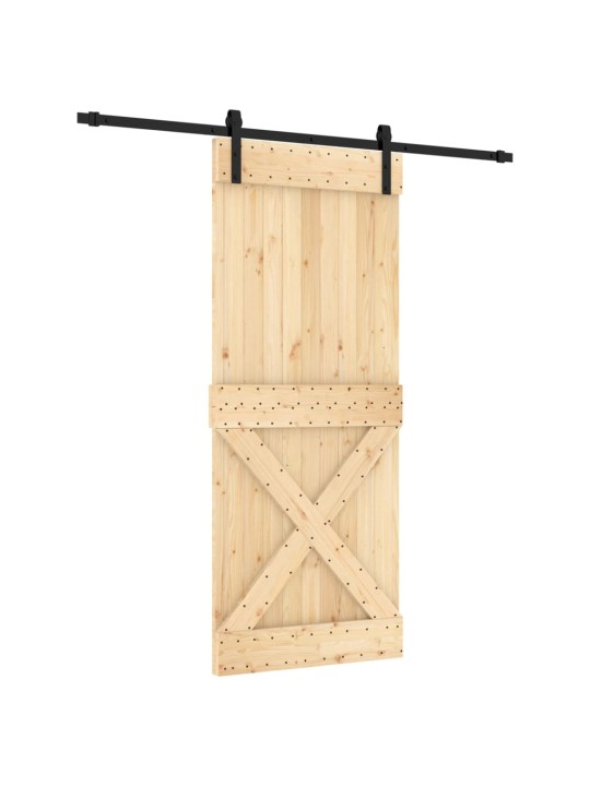 Posuvné dveře s kováním 85 x 210 cm masivní borové dřevo