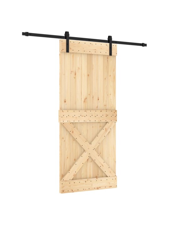 Posuvné dveře s kováním 90 x 210 cm masivní borové dřevo