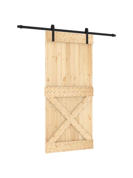 Posuvné dveře s kováním 95 x 210 cm masivní borové dřevo