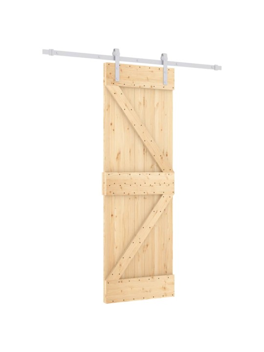 Posuvné dveře s kováním 70 x 210 cm masivní borové dřevo