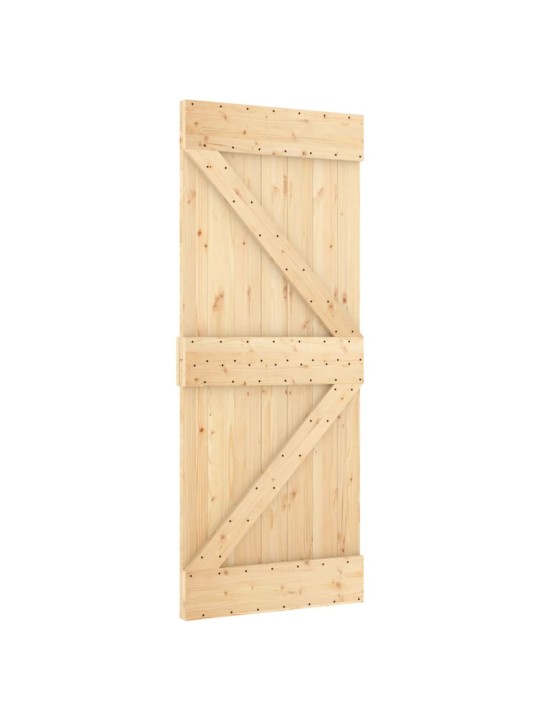 Posuvné dveře s kováním 85 x 210 cm masivní borové dřevo