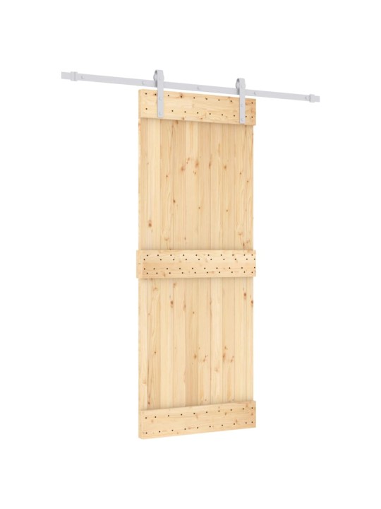 Posuvné dveře s kováním 80 x 210 cm masivní borové dřevo