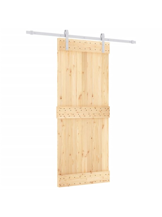 Posuvné dveře s kováním 85 x 210 cm masivní borové dřevo