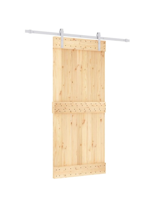 Posuvné dveře s kováním 90 x 210 cm masivní borové dřevo