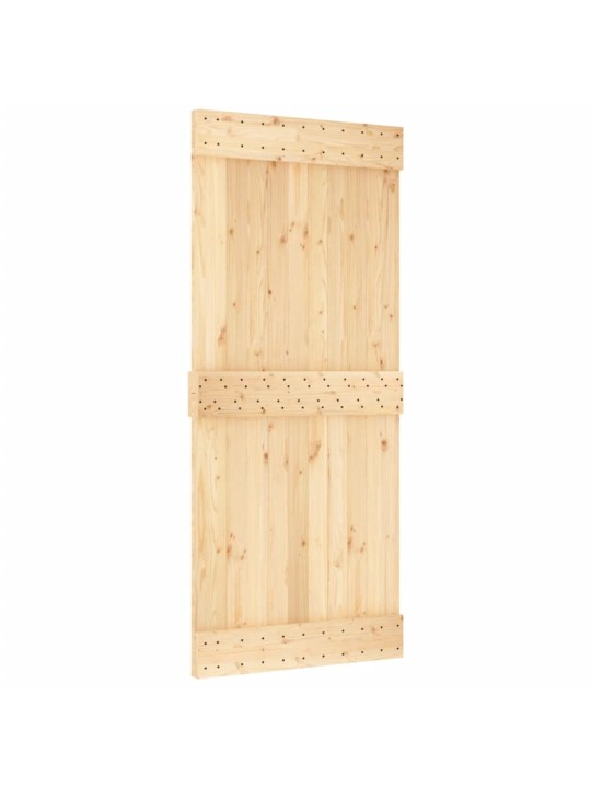 Posuvné dveře s kováním 90 x 210 cm masivní borové dřevo