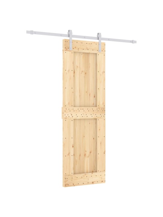 Posuvné dveře s kováním 70 x 210 cm masivní borové dřevo