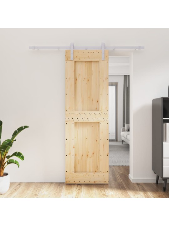 Posuvné dveře s kováním 70 x 210 cm masivní borové dřevo