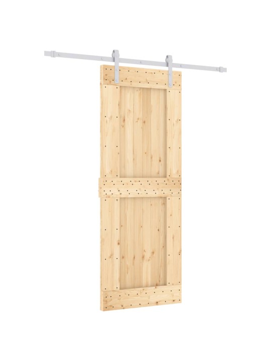 Posuvné dveře s kováním 80 x 210 cm masivní borové dřevo
