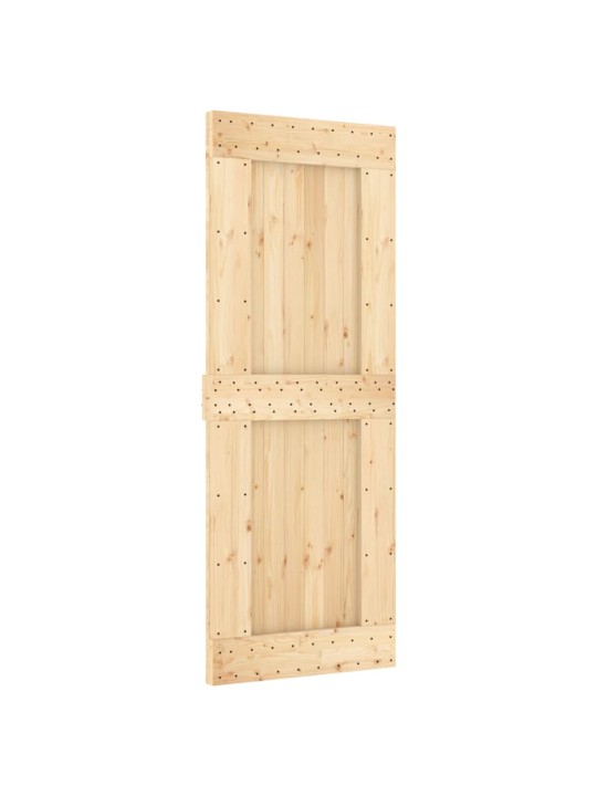 Posuvné dveře s kováním 80 x 210 cm masivní borové dřevo