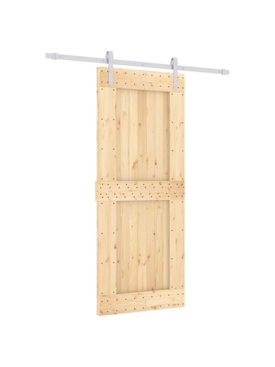 Posuvné dveře s kováním 85 x 210 cm masivní borové dřevo