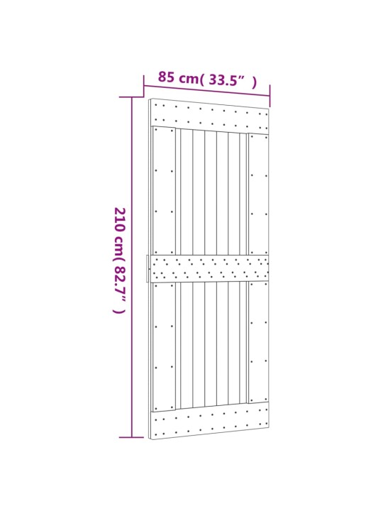 Posuvné dveře s kováním 85 x 210 cm masivní borové dřevo