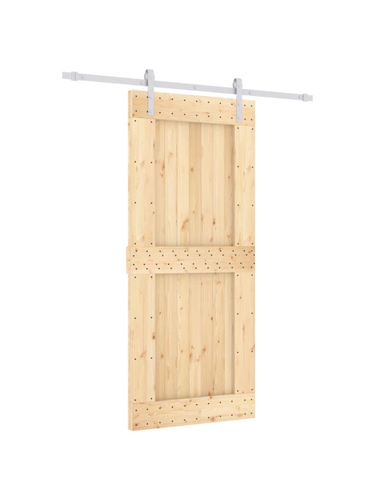 Posuvné dveře s kováním 90 x 210 cm masivní borové dřevo