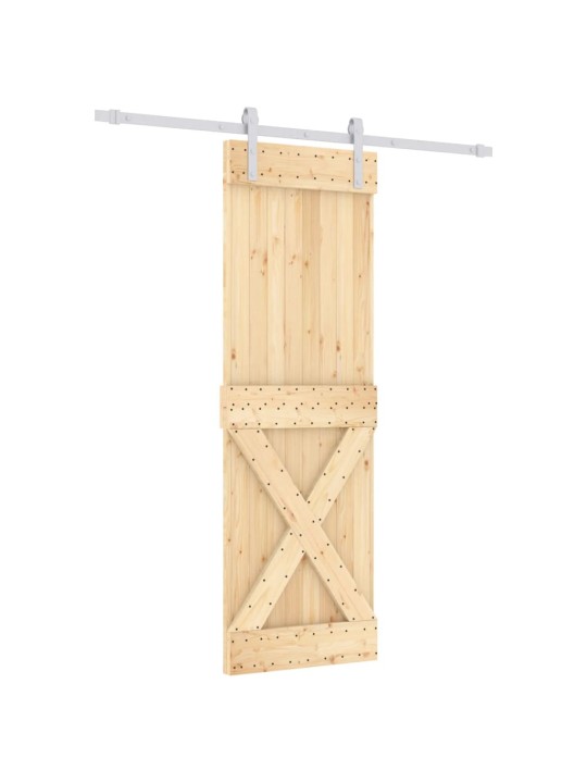 Posuvné dveře s kováním 70 x 210 cm masivní borové dřevo