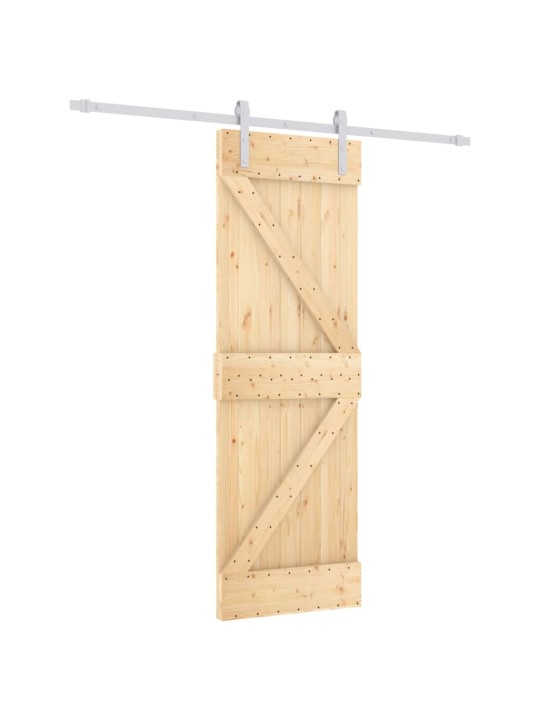 Posuvné dveře s kováním 70 x 210 cm masivní borové dřevo