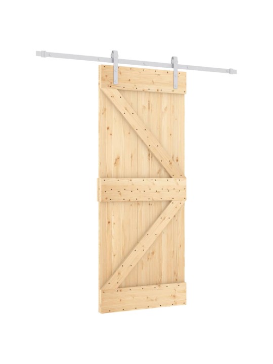 Posuvné dveře s kováním 85 x 210 cm masivní borové dřevo