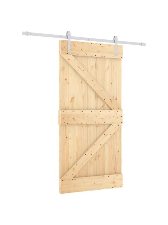 Posuvné dveře s kováním 100 x 210 cm masivní borové dřevo