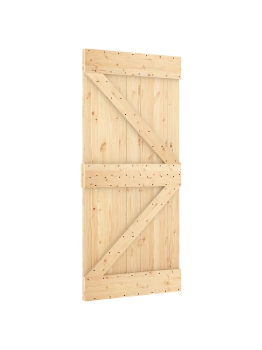 Posuvné dveře s kováním 100 x 210 cm masivní borové dřevo