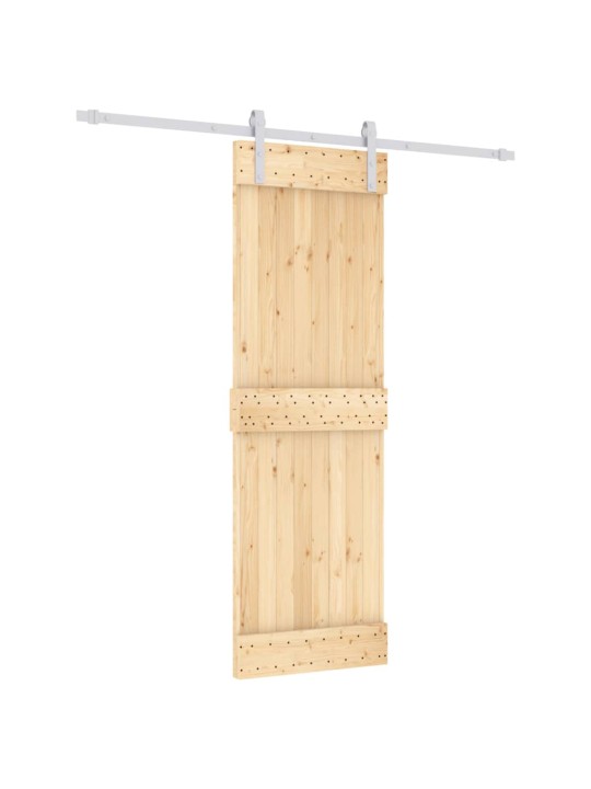 Posuvné dveře s kováním 70 x 210 cm masivní borové dřevo