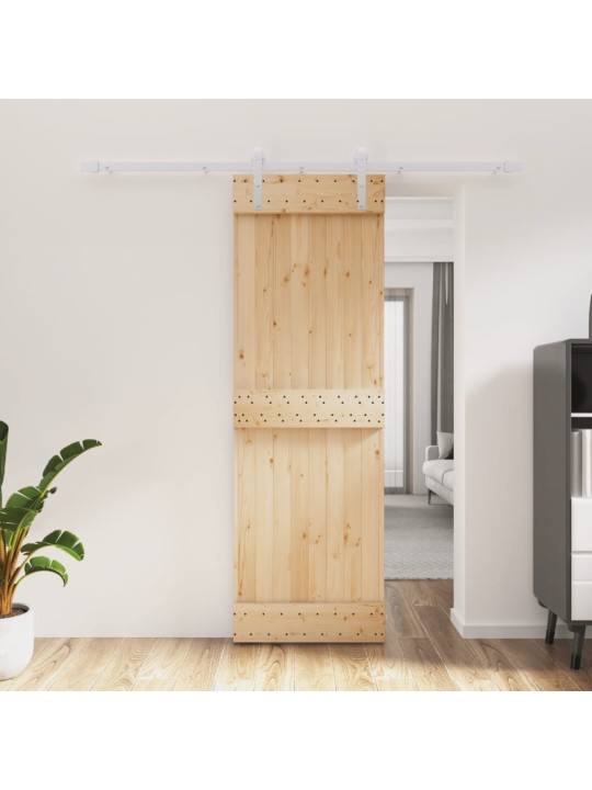 Posuvné dveře s kováním 70 x 210 cm masivní borové dřevo