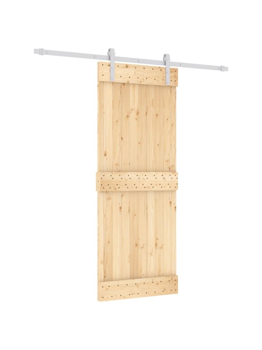 Posuvné dveře s kováním 80 x 210 cm masivní borové dřevo