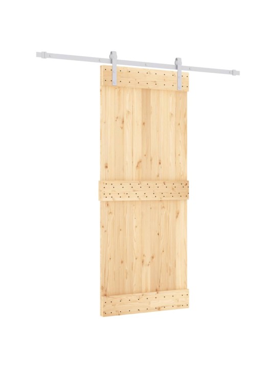Posuvné dveře s kováním 85 x 210 cm masivní borové dřevo