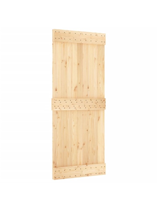 Posuvné dveře s kováním 85 x 210 cm masivní borové dřevo