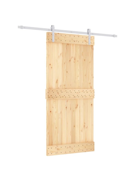 Posuvné dveře s kováním 95 x 210 cm masivní borové dřevo