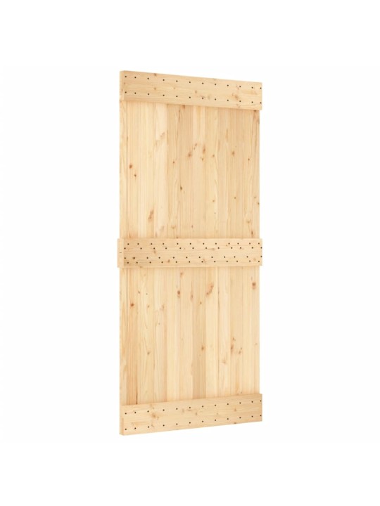 Posuvné dveře s kováním 95 x 210 cm masivní borové dřevo