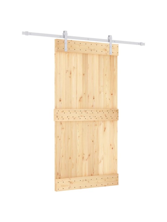 Posuvné dveře s kováním 100 x 210 cm masivní borové dřevo