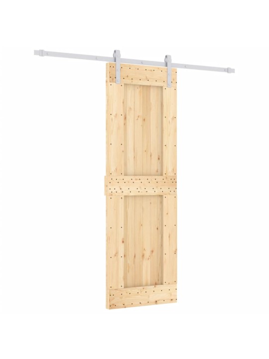 Posuvné dveře s kováním 70 x 210 cm masivní borové dřevo