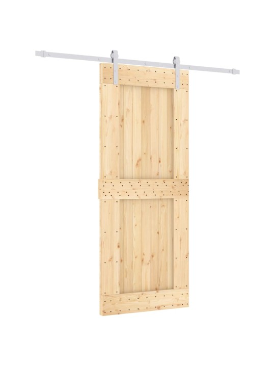 Posuvné dveře s kováním 85 x 210 cm masivní borové dřevo