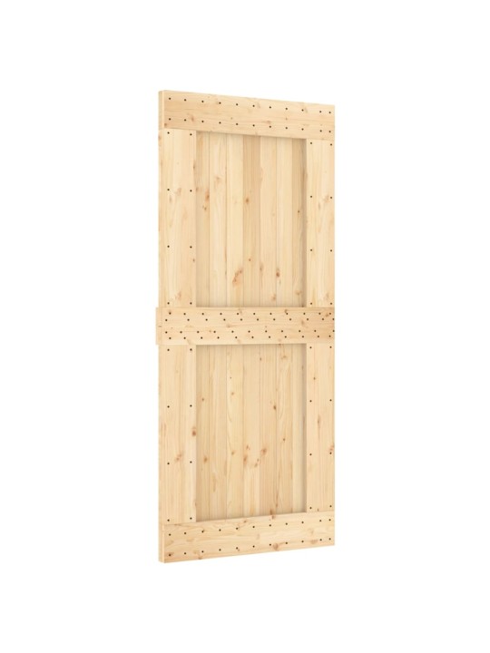 Posuvné dveře s kováním 90 x 210 cm masivní borové dřevo