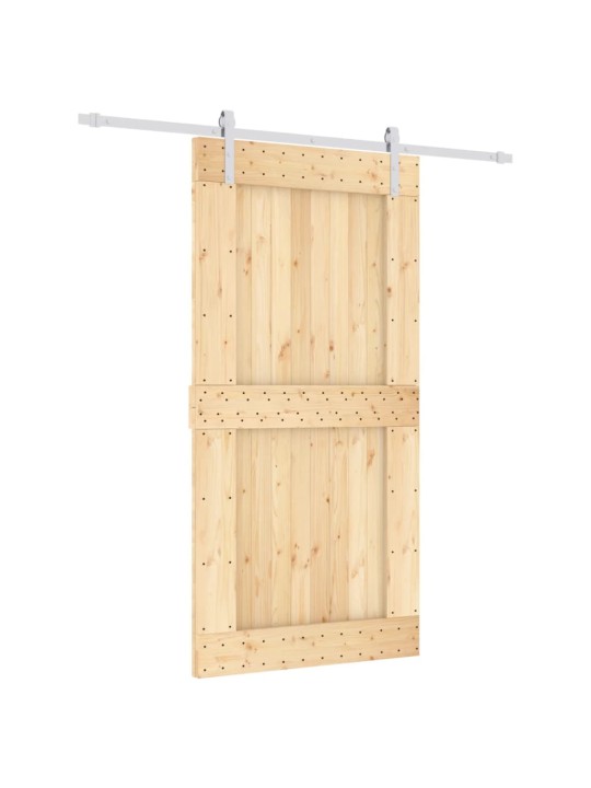 Posuvné dveře s kováním 100 x 210 cm masivní borové dřevo