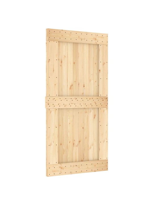 Posuvné dveře s kováním 100 x 210 cm masivní borové dřevo