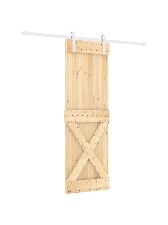 Posuvné dveře s kováním 70 x 210 cm masivní borové dřevo
