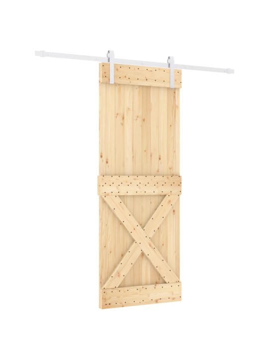 Posuvné dveře s kováním 80 x 210 cm masivní borové dřevo