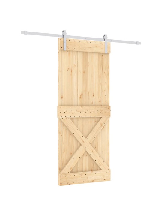 Posuvné dveře s kováním 85 x 210 cm masivní borové dřevo