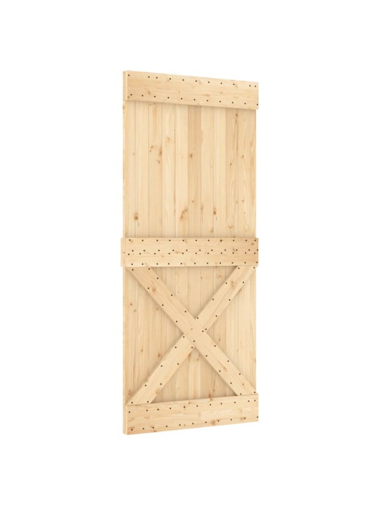 Posuvné dveře s kováním 90 x 210 cm masivní borové dřevo