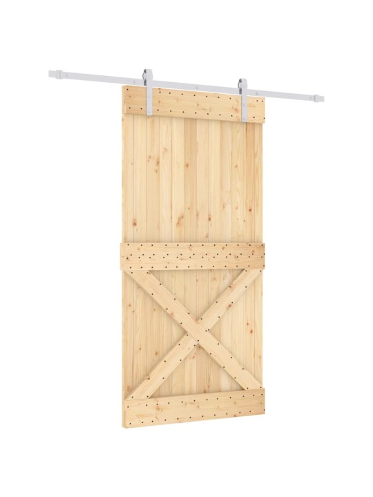 Posuvné dveře s kováním 100 x 210 cm masivní borové dřevo