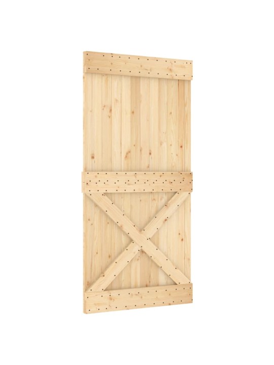 Posuvné dveře s kováním 100 x 210 cm masivní borové dřevo