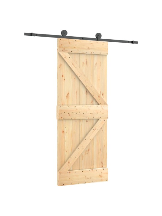 Posuvné dveře s kováním 70 x 210 cm masivní borové dřevo
