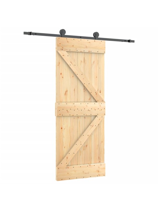 Posuvné dveře s kováním 85 x 210 cm masivní borové dřevo