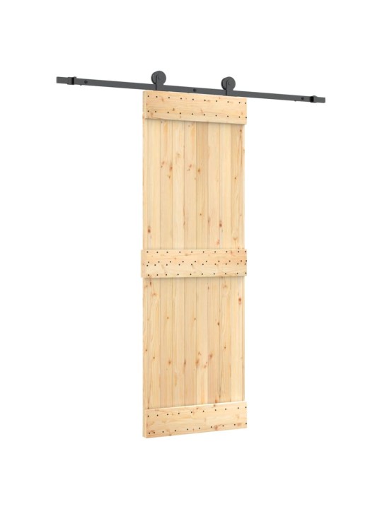 Posuvné dveře s kováním 70 x 210 cm masivní borové dřevo